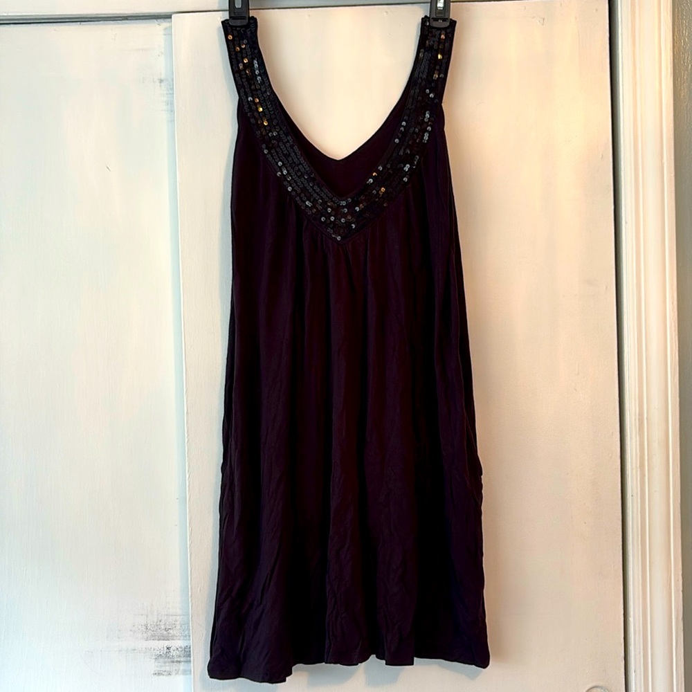 Suzanne Somers black dress/cover up. Black sequins around top. Beautiful.